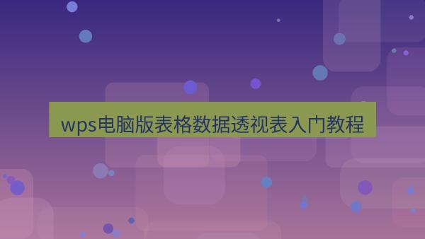 wps电脑版表格数据透视表入门教程