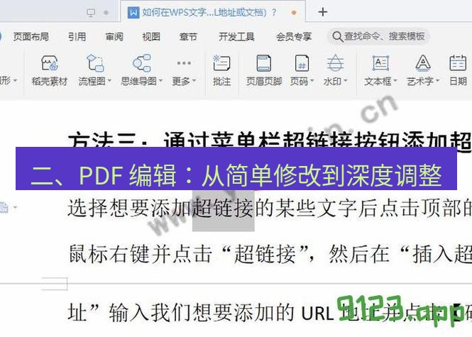wps官网 二、PDF 编辑：从简单修改到深度调整