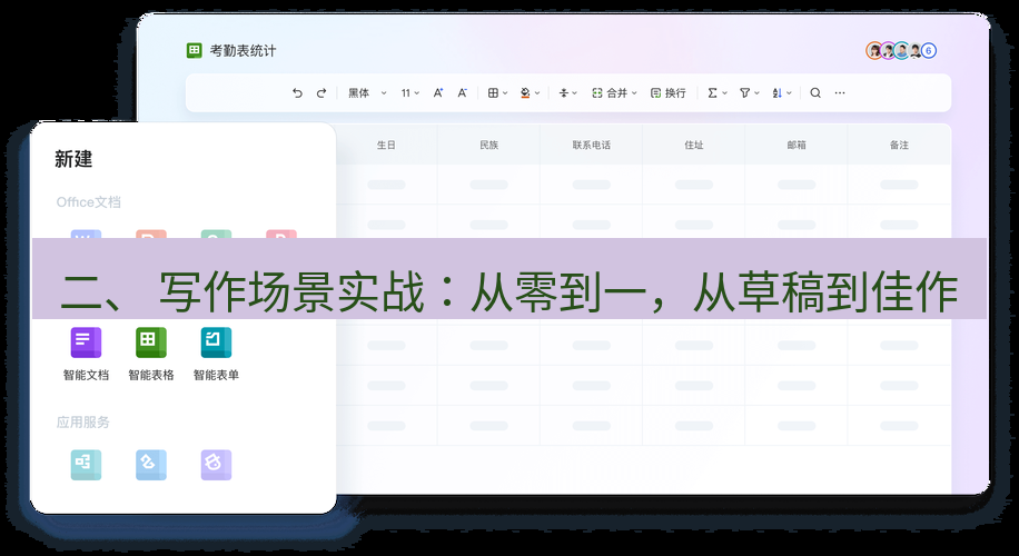 wps官网 二、 写作场景实战：从零到一，从草稿到佳作