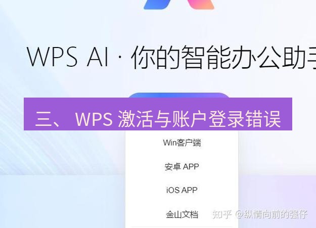 wps官网 三、 WPS 激活与账户登录错误